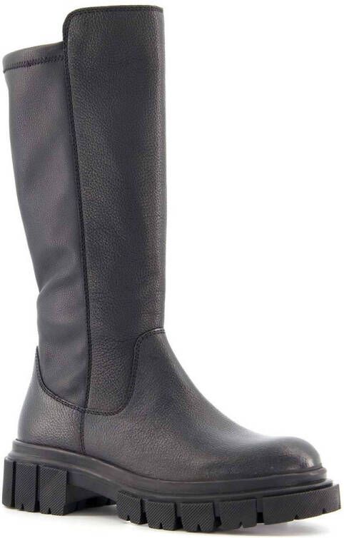 Groot hoge leren meisjes boots Zwart Echt leer Uitneembare zool