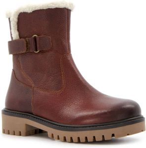 Hush Puppies gevoerde leren meisjes enkellaarsjes Cognac Echt leer