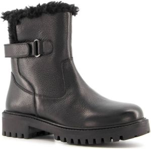 Hush Puppies gevoerde leren meisjes enkellaarsjes Zwart Echt leer