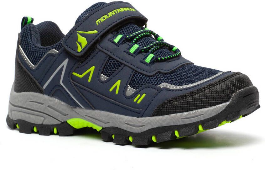 Scapino Mountain Peak leren wandelschoenen donkerblauw groen kids