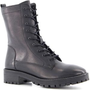 TwoDay leren dames veterboots Zwart Echt leer