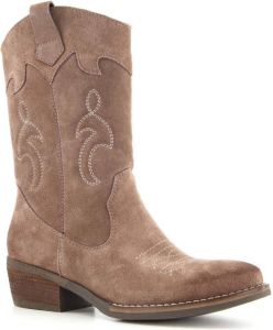 TwoDay suede dames cowboy western laarzen Bruin Echt leer