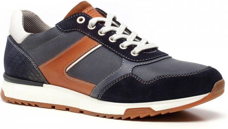 Scapino Van Beers leren sneakers donkerblauw - Schoenen.nl
