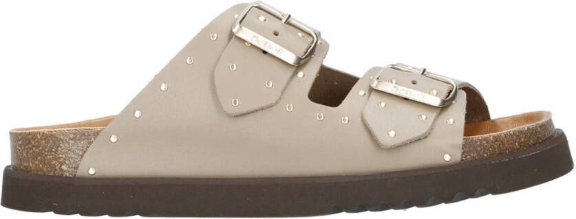 Scholl Beatriz leren slippers taupe