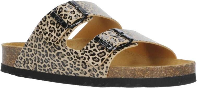 Scholl Josephine panterprint slippers beige