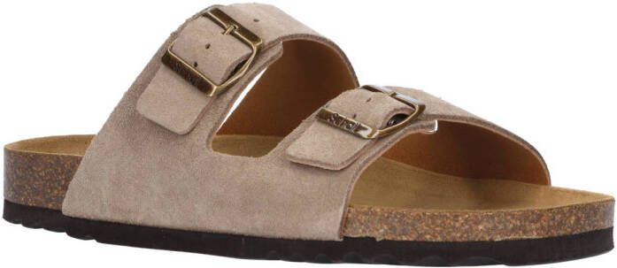 Scholl Sandalen Julien 2 Riemen Suede Heren Donkerbeige