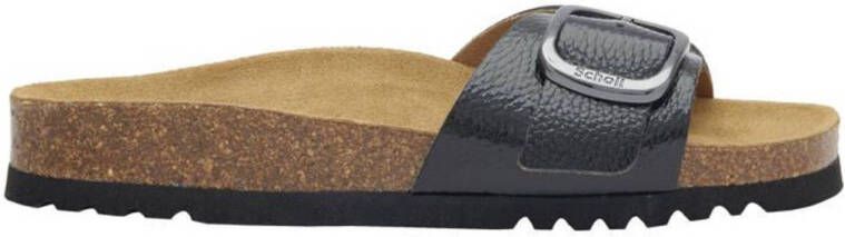 Scholl Kathleen slippers met crocoprint zwart