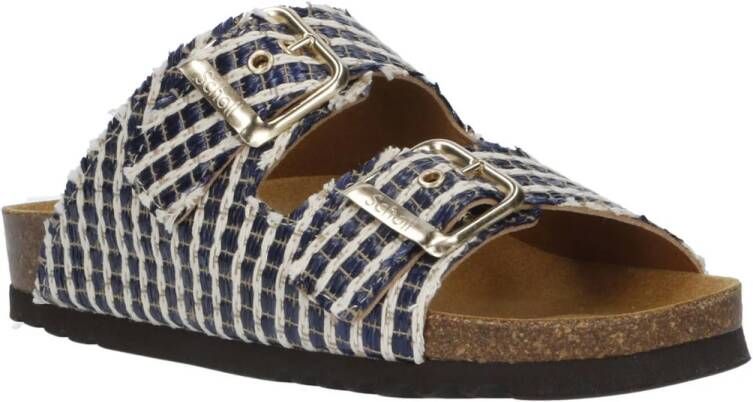 Scholl Noelle Raffia Sandalen blauw Synthetisch