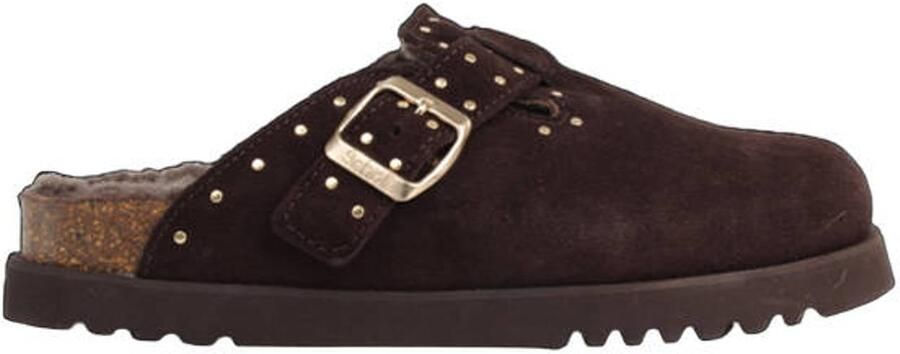 Scholl Beatriz clogs met studs donkerbruin