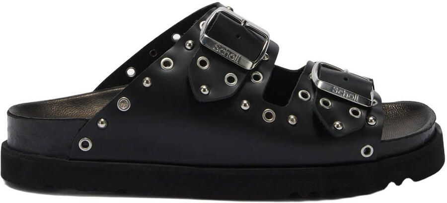 Scholl Beatriz Ring leren slippers zwart