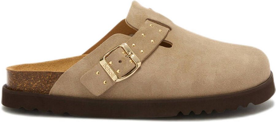 Scholl Benny suède clogs beige