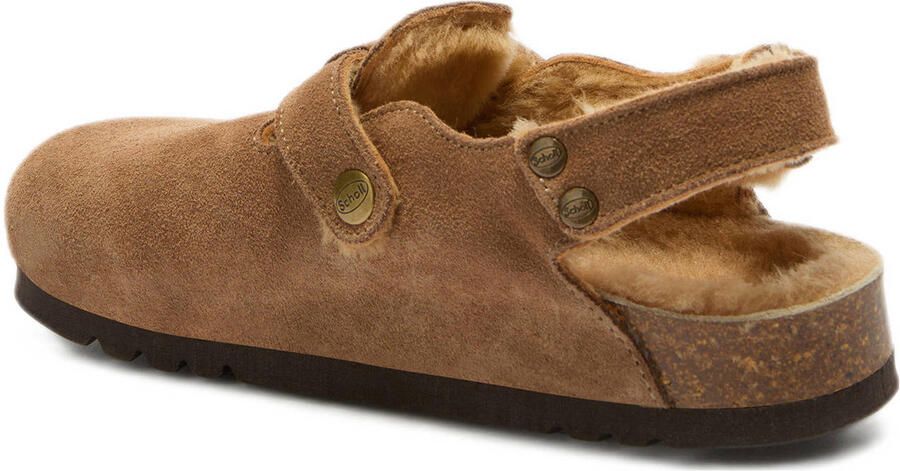Scholl Fae Backstrap gevoerde suède clogs cognac - Foto 3