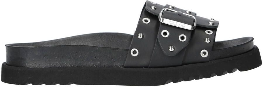 Scholl Joyce Ring leren slippers zwart