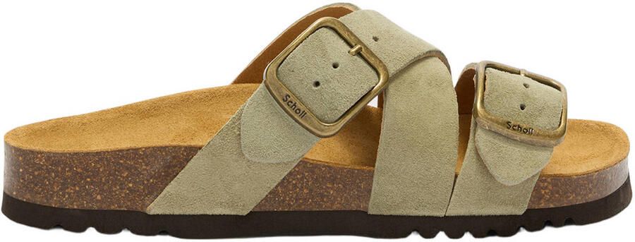 Scholl Selene suède slippers lichtgroen