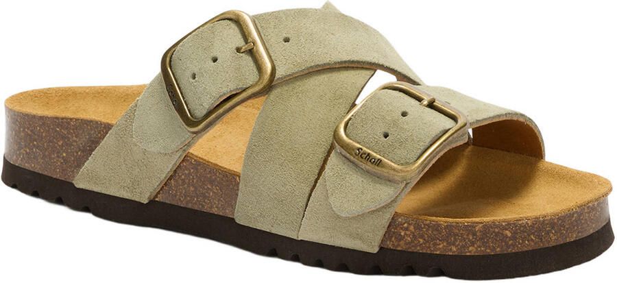 Scholl Selene suède slippers lichtgroen - Foto 3
