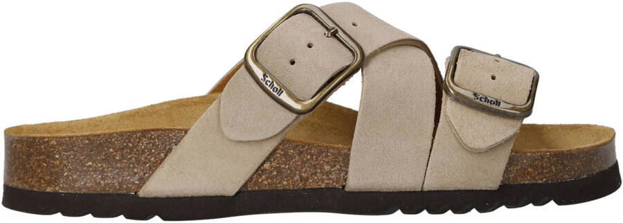 Scholl Selene suède slippers taupe