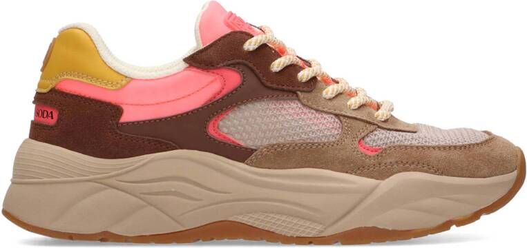 Scotch & Soda dames sneaker SCotch&Soda celest beige en koraal suède