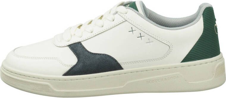 Scotch & Soda leren sneakers wit blauw groen