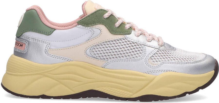 Scotch & Soda Scotch&Soda dames sneaker Celest 25 leder en mesh zilver groen roze
