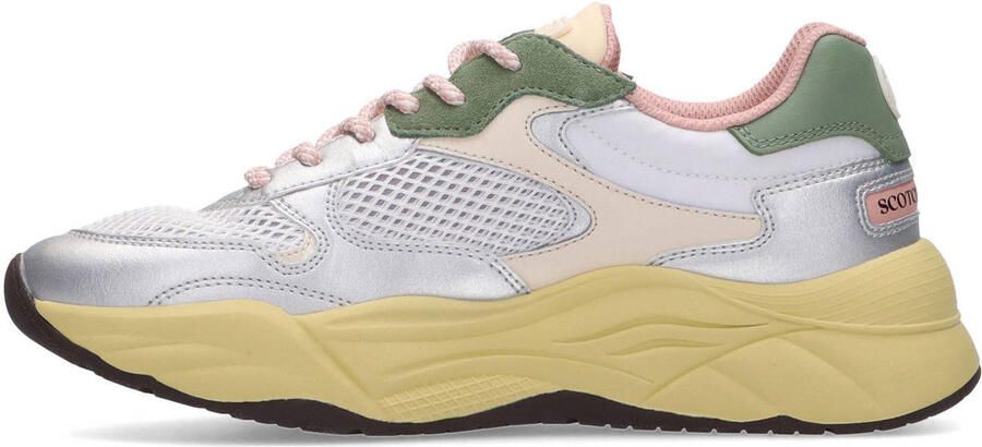 Scotch & Soda Scotch&Soda dames sneaker Celest 25 leder en mesh zilver groen roze - Foto 3