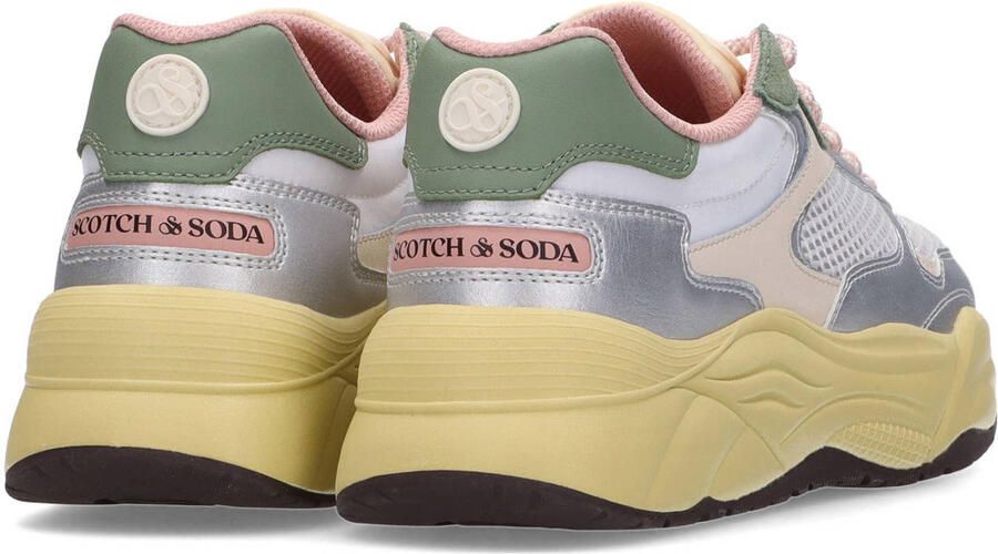 Scotch & Soda Scotch&Soda dames sneaker Celest 25 leder en mesh zilver groen roze - Foto 2