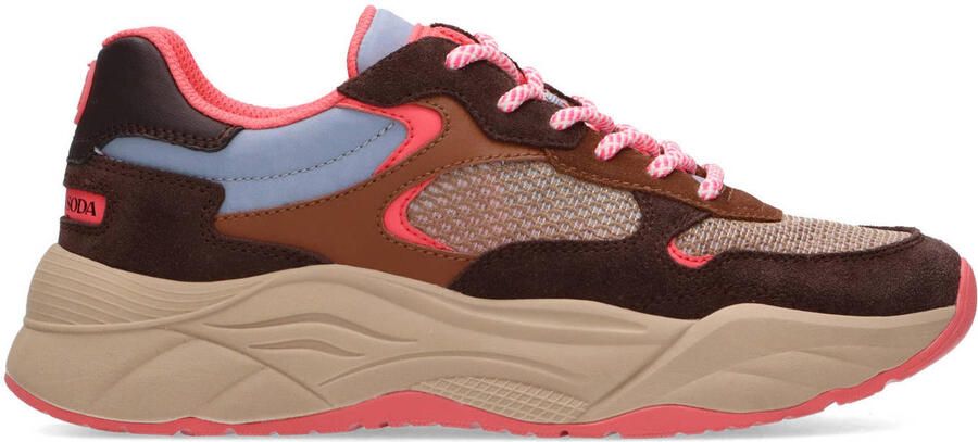 Scotch & Soda Scotch&Soda dames sneaker Celest 25 suède en mesh bruin beige roze - Foto 3