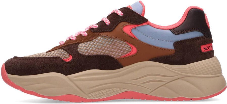 Scotch & Soda Scotch&Soda dames sneaker Celest 25 suède en mesh bruin beige roze - Foto 2