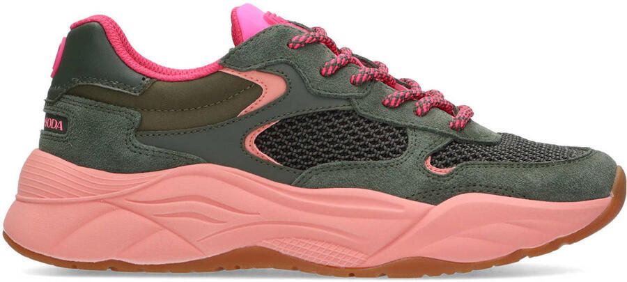 Scotch & Soda Celest chunky suède sneakers groen roze - Foto 3