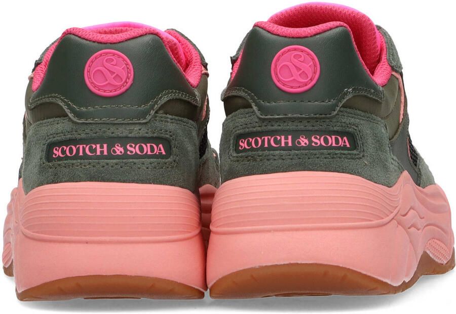 Scotch & Soda Celest chunky suède sneakers groen roze - Foto 2