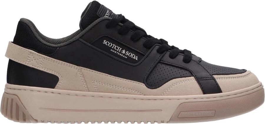 Scotch & Soda leren sneaker met meerkleurige accenten zwart