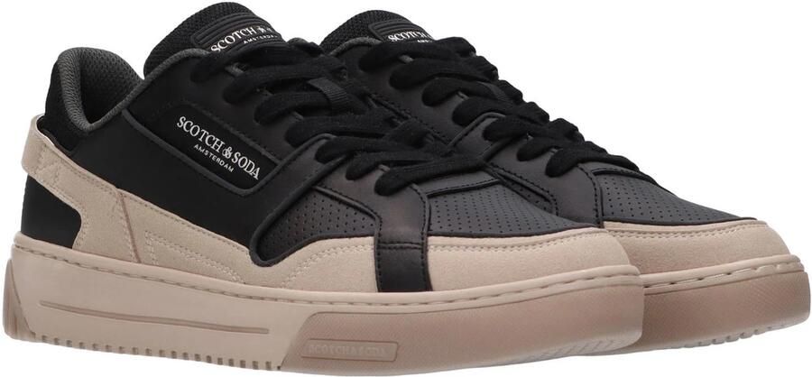 Scotch & Soda leren sneaker met meerkleurige accenten zwart - Foto 3