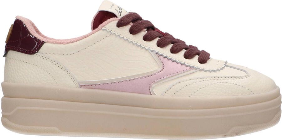Scotch & Soda Minny leren sneakers ecru donkerrood