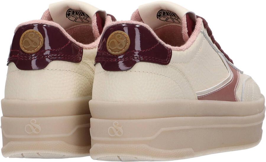 Scotch & Soda Minny leren sneakers ecru donkerrood - Foto 3