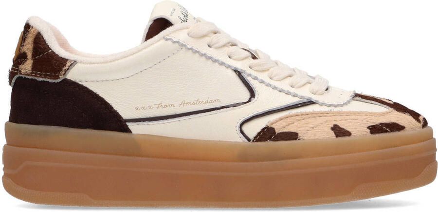 Scotch & Soda Minny leren sneakers wit bruin - Foto 2
