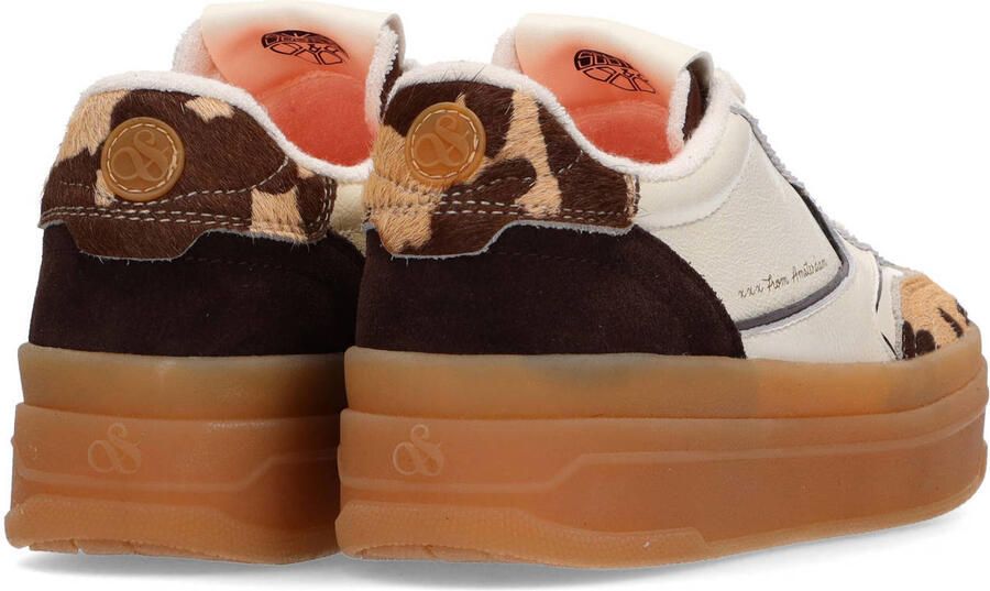 Scotch & Soda Minny leren sneakers wit bruin