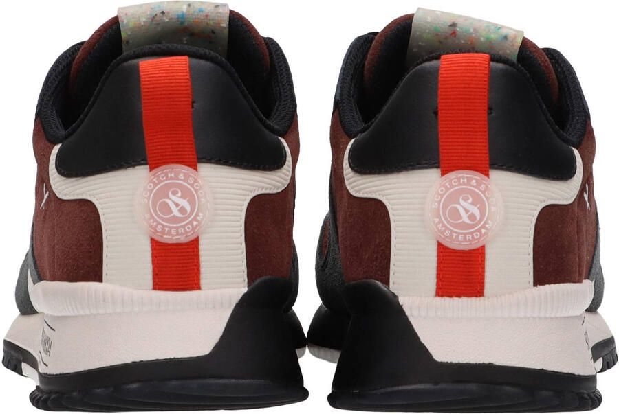 Scotch & Soda suède sneaker met meerkleurige print donkerbruin - Foto 2