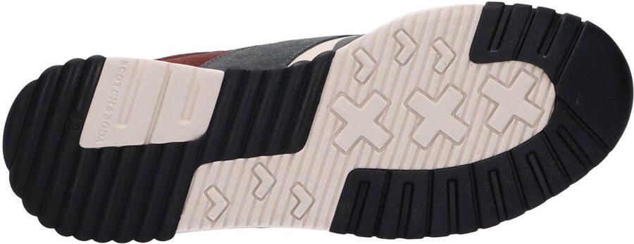Scotch & Soda suède sneaker met meerkleurige print donkerbruin - Foto 3