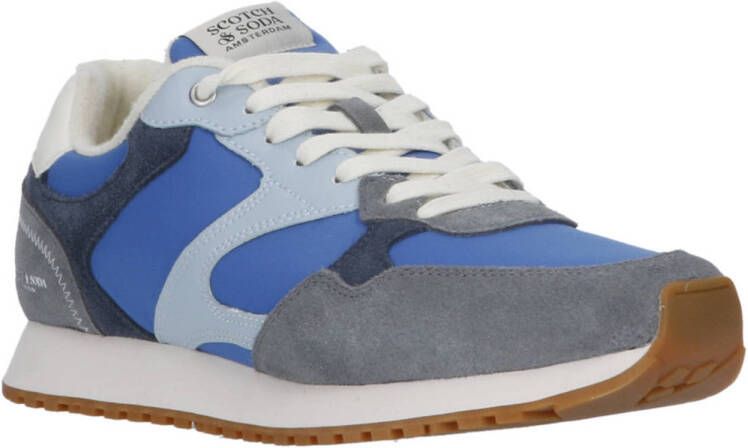 Scotch & Soda suède sneakers blauw grijs