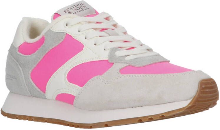 Scotch & Soda suède sneakers roze grijs