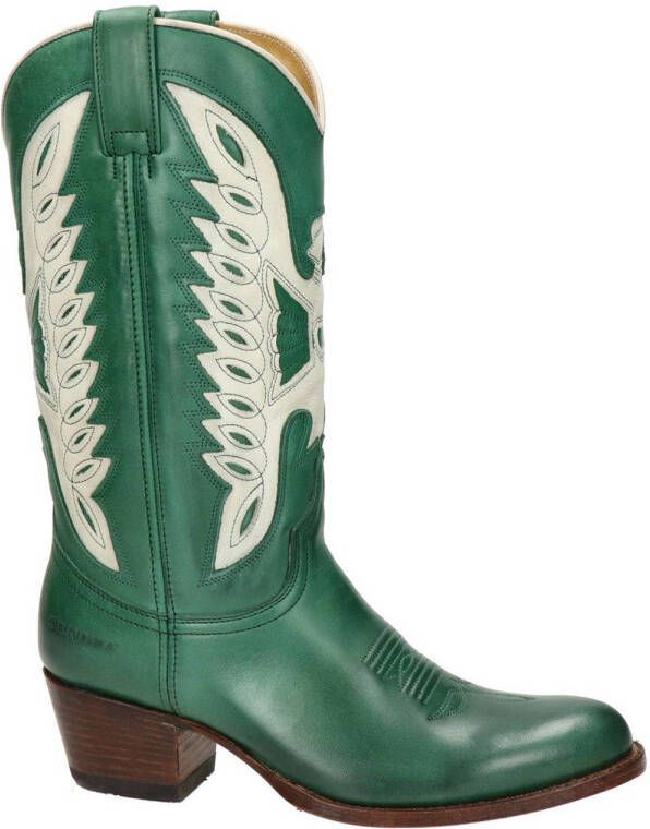 Sendra Debora Flex leren cowboylaarzen groen wit