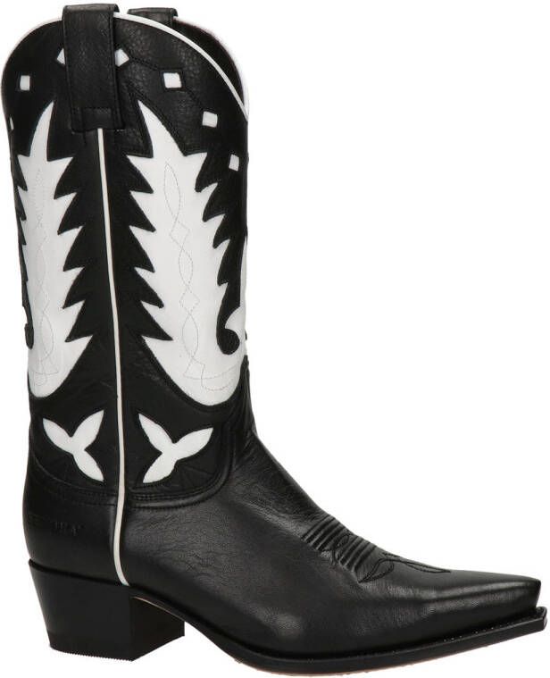 Sendra leren cowboylaarzen zwart wit