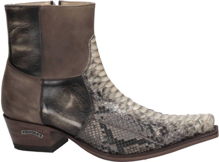 Sendra Mimo-Riding 5919 leren cowboylaarzen met slangenprint bruin