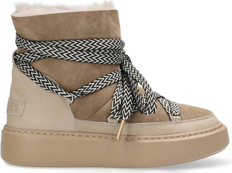 Shabbies Amsterdam Hind leren enkelboot taupe