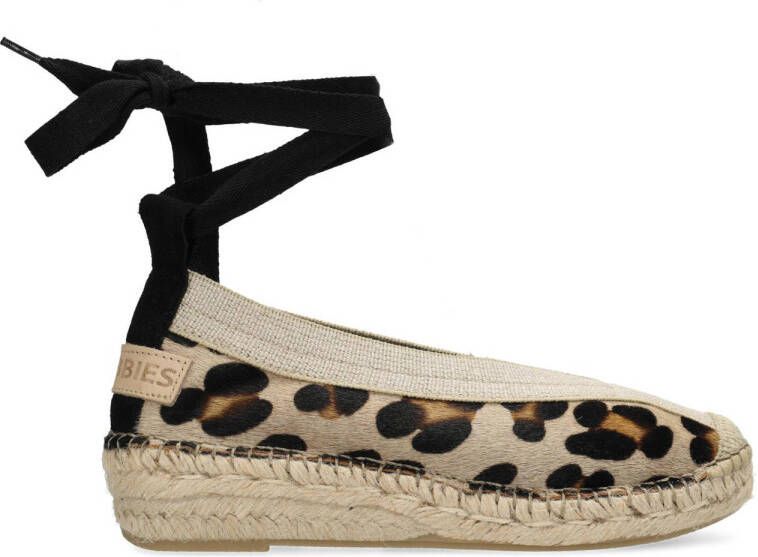 Shabbies Amsterdam PALMA Kimono espadrilles met panterprint beige bruin