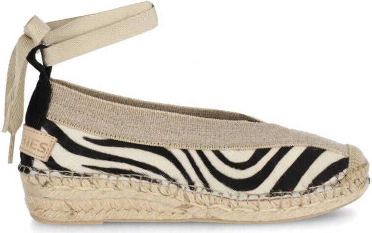 Shabbies Amsterdam Espadrille Palma Kimono Zebra White Zwart