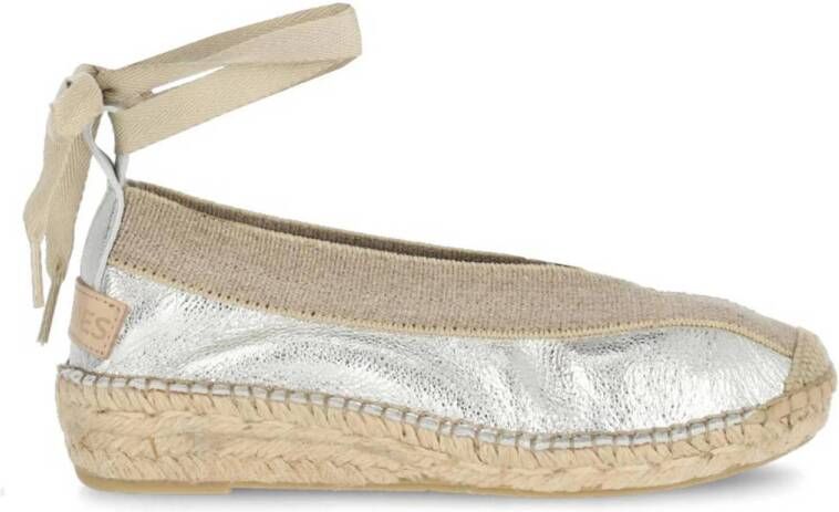 Shabbies Amsterdam Palma Kimono leren espadrilles zilver