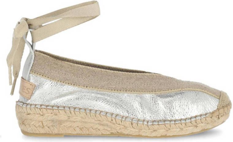 Shabbies Amsterdam Palma Kimono leren espadrilles zilver