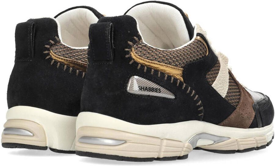 SHABBIES Lage Sneakers Dames Abbey Run Maat: 40 Materiaal: Leer Kleur: Zwart - Foto 3