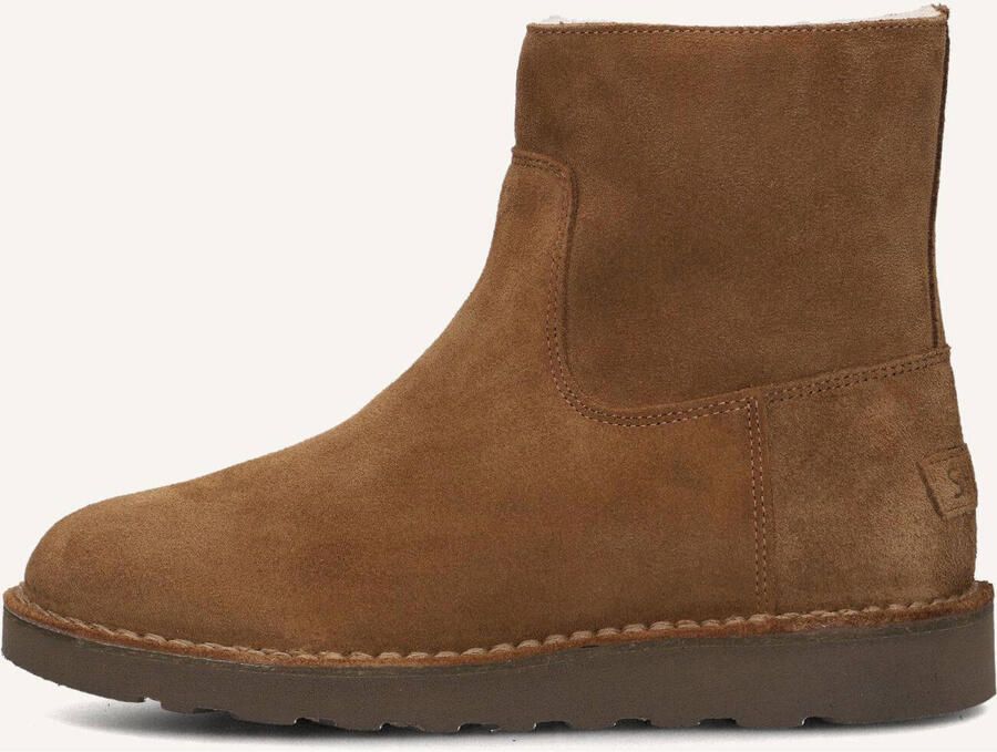 SHABBIES Enkelboots Dames Palissa Mia Zip Suède Cognac - Foto 2