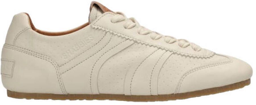 SHABBIES Lage Sneakers Dames Ciska Base Maat: 41 Materiaal: Leer Kleur: Beige